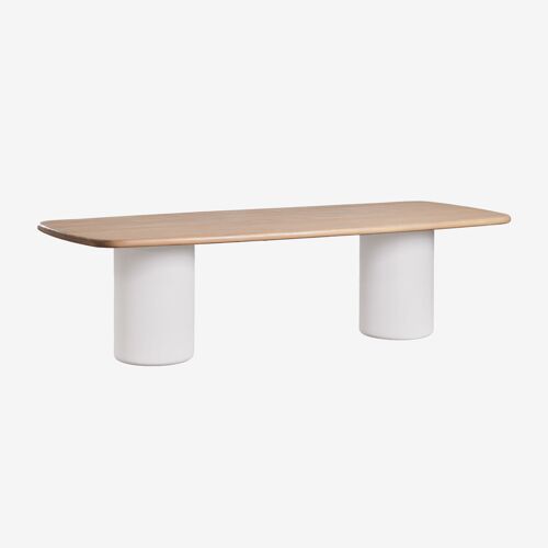Table De Jardin Rectangulaire 270x110 Cm En Bois D'acacia Bogota Acacia Marron Clair Blanc