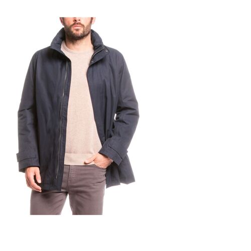 Veste Parka Surveste Pardessus Blouson Aigle Bleu Marine Fonce Doublure Laine Polaire Ajustable A Capuche Escamotable Elegant Chic Coupe Vent Protection Froid Intemperie Pluie Temps Hiver Large L