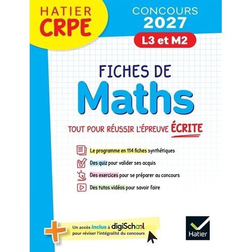 Hatier Crpe - Fiches De Maths - Epreuve Écrite D'admissibilité - 2027 - L3 Et M2