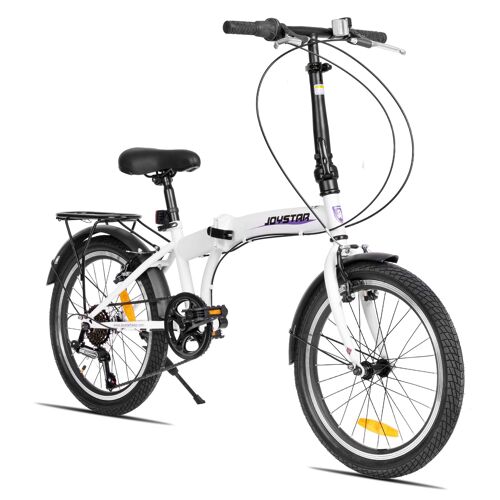 Joystar Vélo Pliant De 20 Pouces À 6 Vitesses, Vélo Pliant De 20 Pouces Pour Enfants De 8 À 13 Ans Et Garçons, Blanc