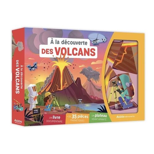 A La Découverte Des Volcans - Coffret Avec 1 Livre Documentaire, + De 35 Pièces Magnétiques Et + Plateau Géant Aimanté