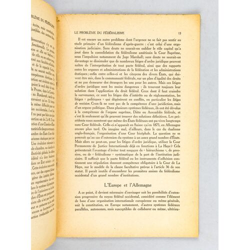 Le Problème Du Fédéralisme [ Edition Originale - Livre Dédicacé Par L'auteur À Roger Bonnard ]