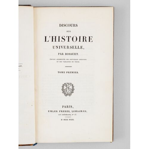 Discours Sur L'histoire Universelle (2 Tomes - Complet)