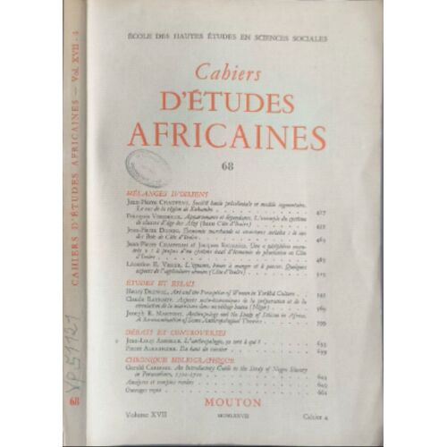Cahiers D'études Africaines N°68