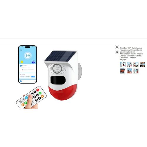 WiFi Detecteur de Mouvement, Sirene Alarme Extérieur/Intérieur Alimentation Solaire