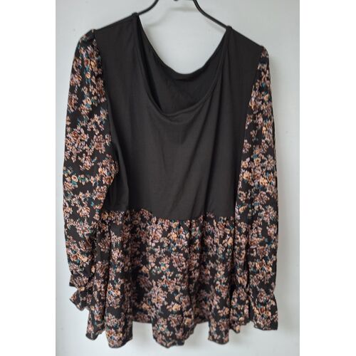 Top / Haut À Volants Et Manches À Volants À Imprimé Floral
