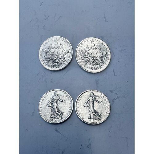 6 Pieces De 5 Francs En Argent