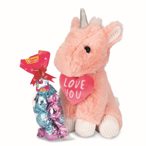 Fizzy Inokuchi Peluche Licorne Rose + 100 G De Chocolats