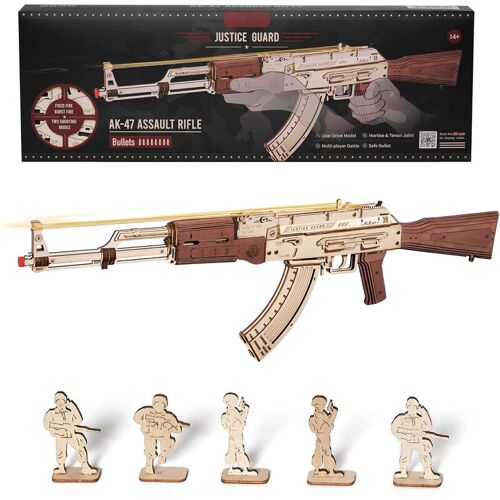 Robotime ROKR Puzzle 3D en bois, pistolet élastique Garde Justice, 72 x 5,5 x 22 cm, 1 pièce, décoration à la maison, décoration d¿étagère,Cadeaux artisanaux pour adultes et adolescents,Jouets éducatifs