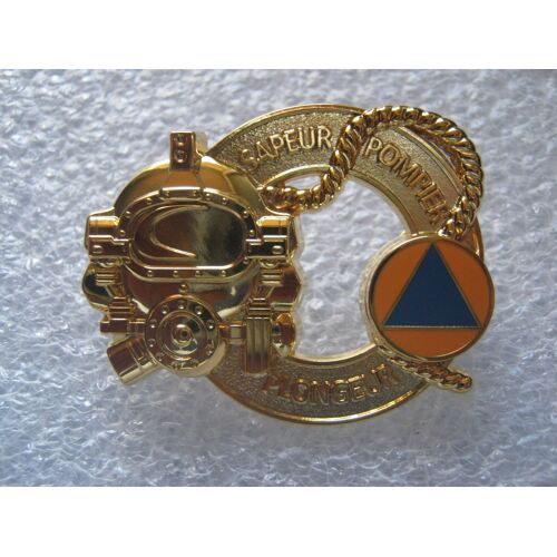 Rare Sapeur Pompier Insigne De La Securite Civile Brevet Plongeur Scaphandrier Sc11 Echelon Or