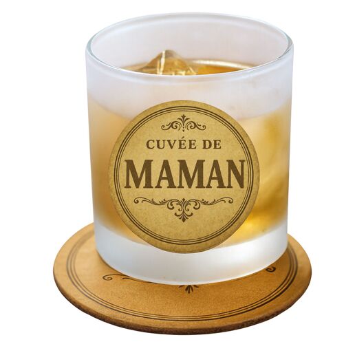 Verre Dépoli Cuvée De Maman Avec Sous-Verre Assorti