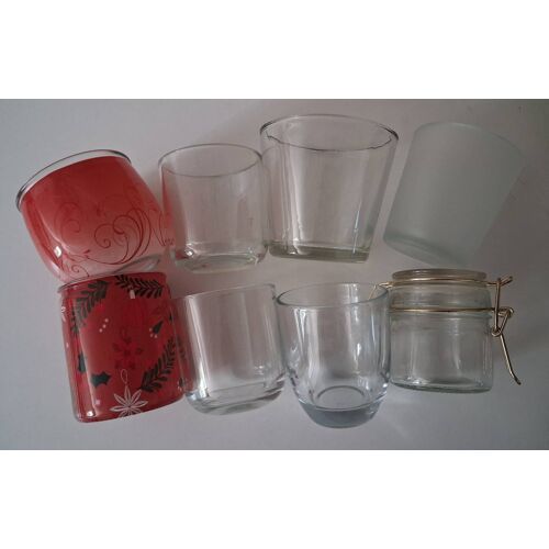 Lot de 8 contenants à bougies en verre