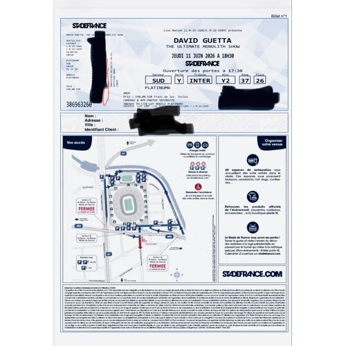 1 Place David Guetta Stade De France Le 11 Juin 2026