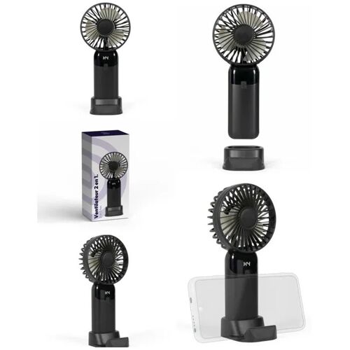 Ventilateur 2 en 1 sans fil rechargeable avec indicateur digital de batterie