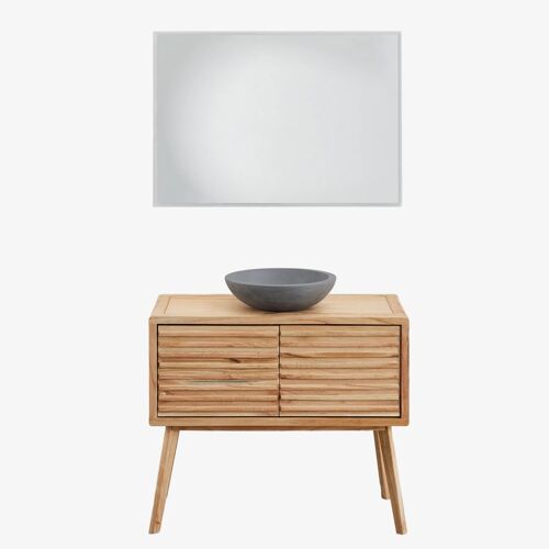 Ensemble de meuble de salle de bain en bois Deleyna