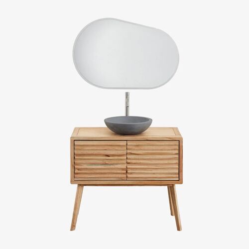 Ensemble de meuble de salle de bain en bois Deleyna