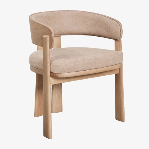 Pack de 2 chaises de salle à manger avec accoudoirs, rembourrées et en bois de chêne Olea Signature Marron Chêne