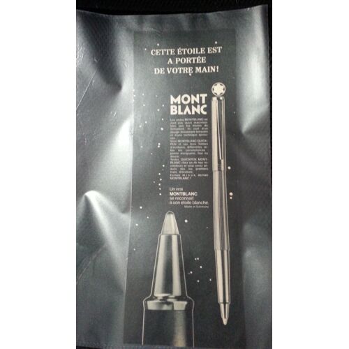 Publicité Papier: Stylos Mont Blanc, Parue Dans La Presse En 1979