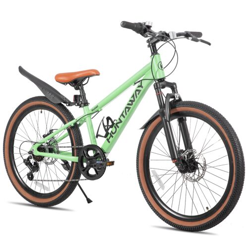 Keano Huntaway Vélo Enfant 24 Pouces Pour Garçons Et Filles De 8 À 12 Ans, Vtt Hardtail Avec Cadre Aluminium Et Transmission 7 Vitesses, Vert