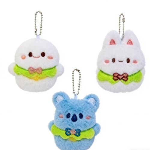Porte-clés en peluche animal 9 cm (Modèle aléatoire)