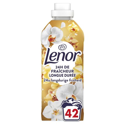 Lenor Adoucissant 42 Lavages, Parfum Ambre et Orchidée, 24H De Fraîcheur Relaxante, Avec Une Touche D¿Huiles Essentielles, Testé Dermatologiquement, Fabriqué En France, 882 ml