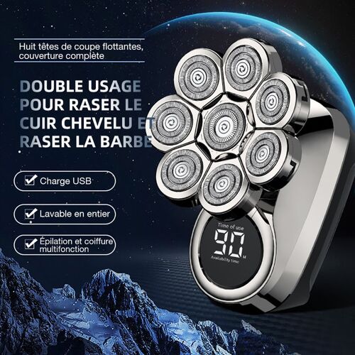 Sparoma Lk-891 Tondeuse 5-En-1 En Acier Inoxydable Avec Recharge Type-C, Verrouillage Intelligent, Écran Led, Étanchéité Ipx7 Et Lames Magnétiques