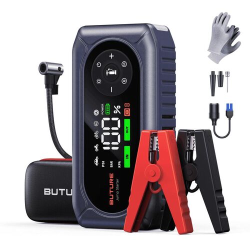 Buture Bc02 4500a Boosteur De Batterie Avec Compresseur D¿Air ¿ 5-En-1 Démarreur De Voiture Portable Pour Véhicules 12v (Jusqu¿À 9,0l Essence / 8,0l Diesel), Gonfleur Pneus 150 Psi, Lampe Led 500 Lumens, Batterie Externe