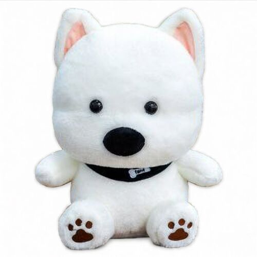 Jouet en peluche petit chien blanc 31 cm