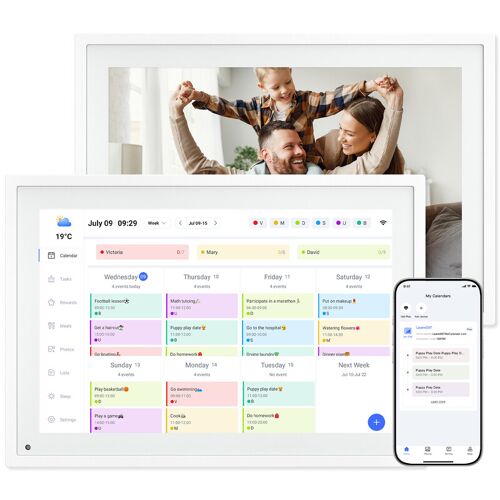 Calendrier Numérique WIFI TABWEE P10 - Cadre Photo Numérique 10,1", Tableau de Planification Électronique pour Famille et Réunions, Synchronisation Bidirectionnelle des Horaires via Application Mobile, Organisateur Familial