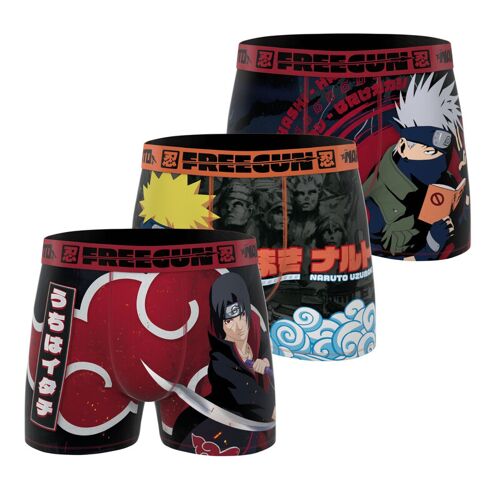 Freegun Lot De 3 Boxers Pour Homme Naruto Classic Rouge/Noir/Jaune/Orange - Taille S