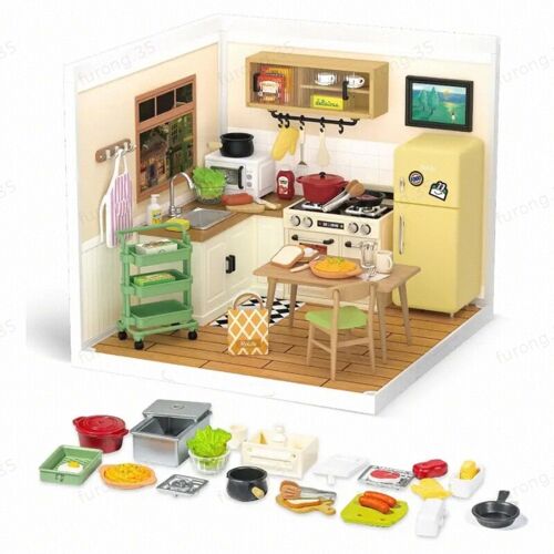 Robotime Rolife Cuisine Happy Meals Diy Miniature 16,3 X 16,3 X 15,2 Cm 1 Pièce, Décoration À La Maison, Décoration D¿Étagère,Cadeaux Artisanaux Pour Adultes Et Adolescents,Jouets Éducatifs