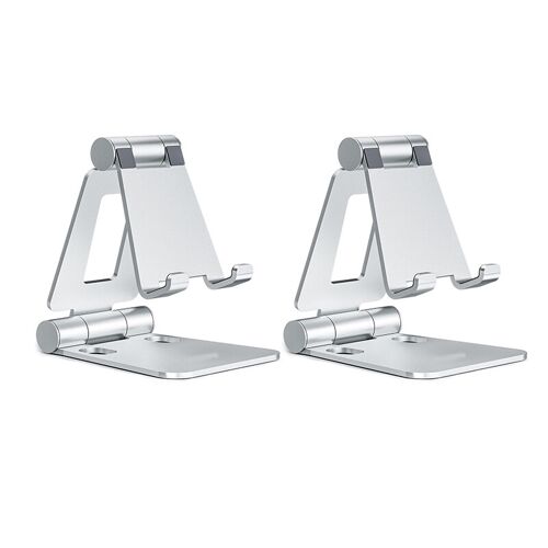 JORDAN&JUDY Lot de 2 supports pour téléphone réglables en aluminium argent