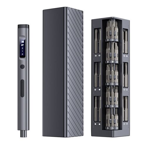 EasyWox 57-en-1 Kit de tournevis électrique avec batterie Lithium 500 mAh, 52 embouts, charge rapide en 90 minutes, couple 0.1-0.35N.M, utilisation continue de 1 heure et boîte de rangement magnétique