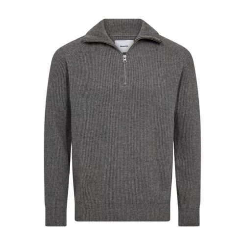 Resteröds Liam Pull-Over À Zip En Maille Gris Clair Chiné Xl