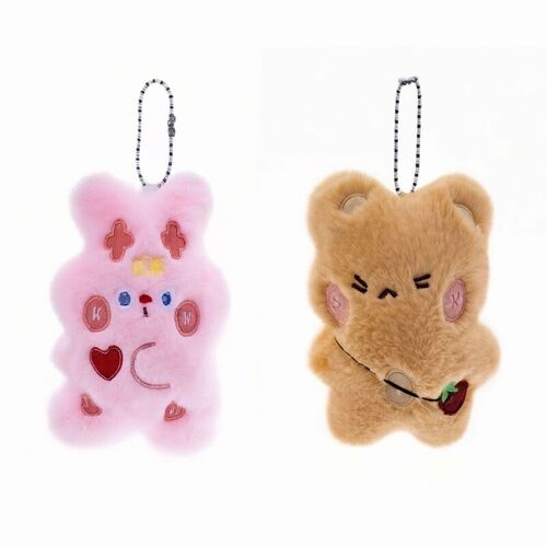 Porte-clés en peluche combinant lapin et ours 10 cm (Modèle aléatoire)
