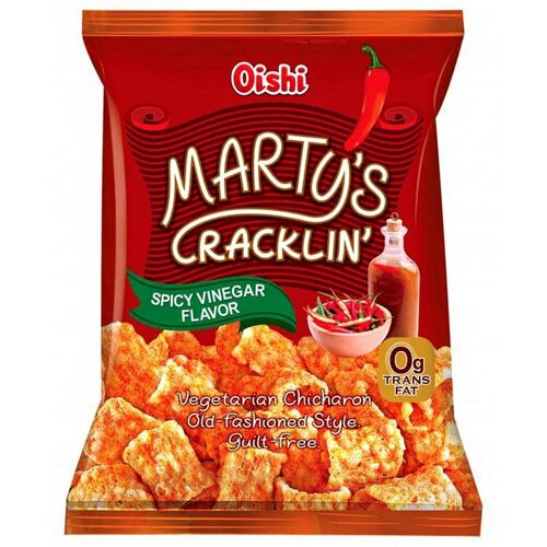Oishi Marty's Cracklin' Chicharon Végétarien Épicé Et Vinaigré - 90 G