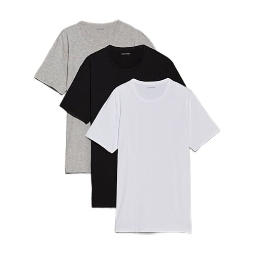 Calvin Klein T-Shirts Slim En Coton Extensible, Lot De 3, Noir/Blanc/Gris, 4xl