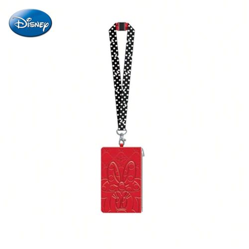 Disney Pochette Tour De Cou Embossée Minnie Mouse Avec Motif À Carreaux Et N?Ud Rouge, Sous Licence Officielle