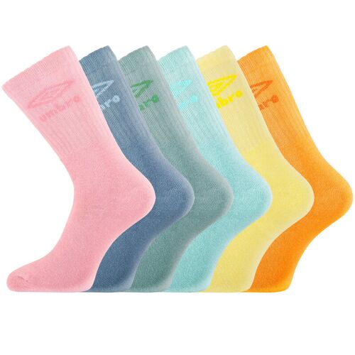 Umbro Umb/1/Tenx6 Lot De 6 Paires De Chaussettes Jaune/Bleu/Mauve/Vert/Orange/Rose - Pointure 39/42