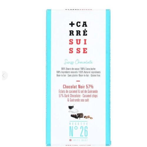 Carre Suisse Chocolat Noir Éclats De Caramel & Sel De Guérande Bio - 100 G