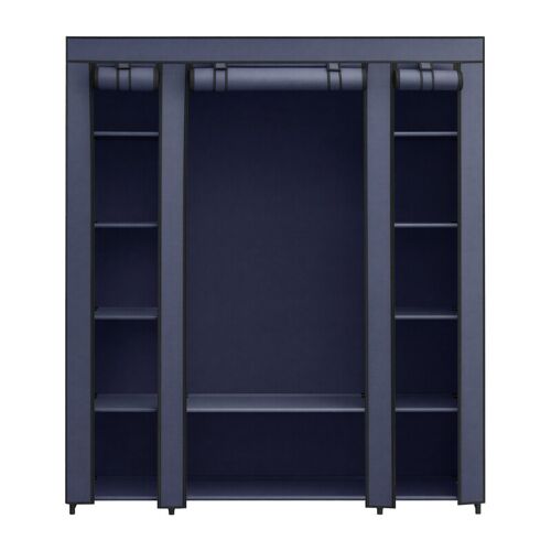 Ochama X Songmics Penderie En Tissu À 12 Compartiments Avec Tringle Et Cadre Métal 150 X 45 X 175 Cm - Bleu Foncé