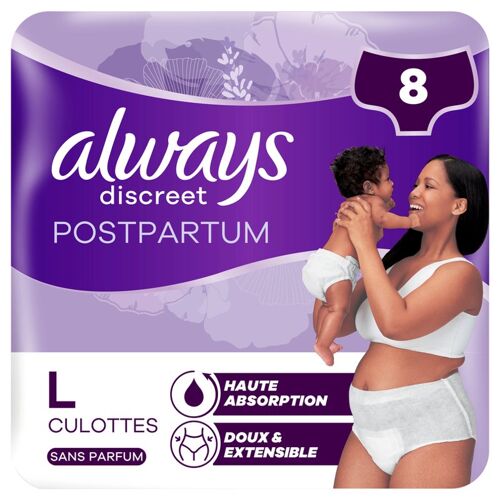 Always Discreet Postpartum - Culottes D'incontinence Taille L - 8 Unités 