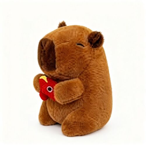 Jouet en peluche Capybara tenant un poisson rouge 19 cm