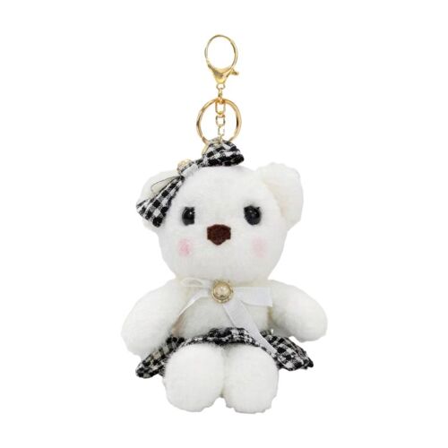 Porte-clés en peluche ours QD SD, blanc, 17 cm