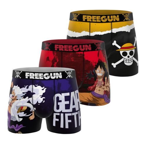 Freegun Lot De 3 Boxers Pour Homme One Piece Violet/Noir/Blanc/Rouge/Orange - Taille M