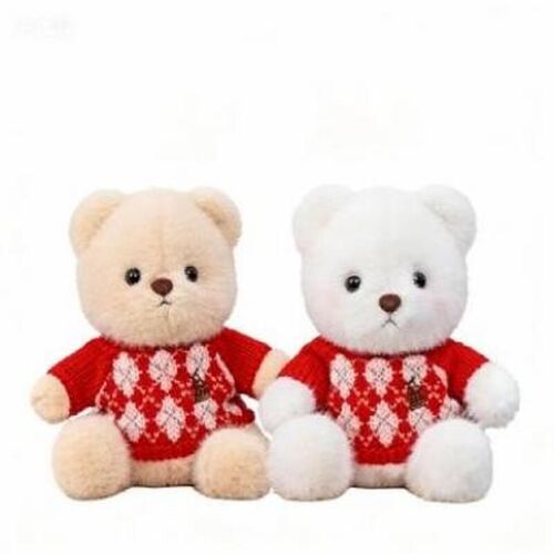 Peluche ours en pull à motif cerise 20 cm