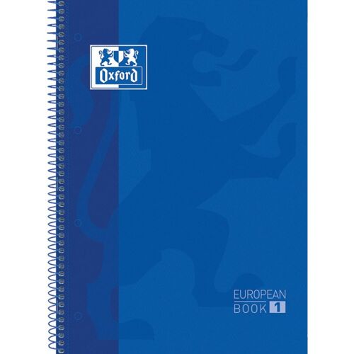 Oxford Cahier Spirale A4+ Avec Couverture Rigide, 80 Feuilles, 4 Perforations, Grille 5x5 Et 90 G - Bleu