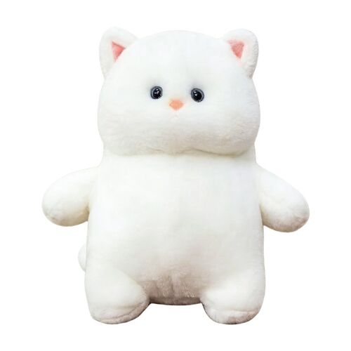 Jouet en peluche - Chat blanc à la panse rebondie, 30 cm