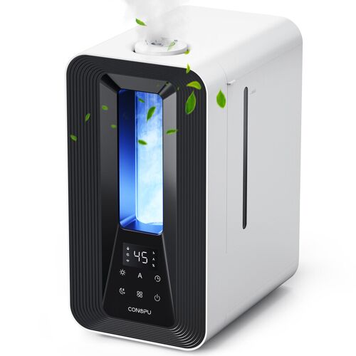CONOPU Humidificateur sonique 5 L pour chambre, contrôle intelligent de l¿humidité, 2 buses à pulvérisation 360°, mode veille silencieux, diffuseur d¿arômes, éclairage LED, minuterie 24 h.