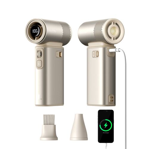 JISULIFE Ultra2 Turbo ventilateur portable à affichage LED et lampe de poche - Or métallique